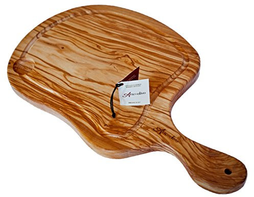 Wood&Design Tagliere bistecchiera per servire la Carne in pregiato Legno di ulivo - Made in Italy- per Ristorante, griglieria, rosticceria, agriturismo,trattoria,casa,ECC e per Idea Regalo,