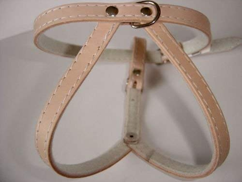 Hunde Geschirr, Brustkorb 29-37 cm, Echt Leder, Natur NEU (PL. 20.3.1-80)