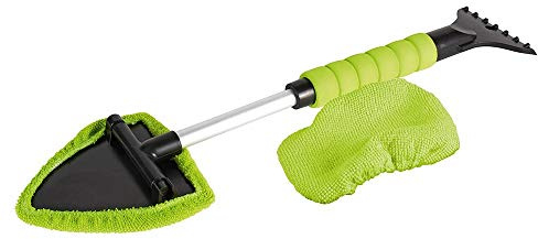 happy globe Car Wonder Scheibenreiniger & Eiskratzer 2 in 1 | Fensterreiniger mit Mikrofaserbezug – Ersatz-Pad inklusive – Broszio Car Care