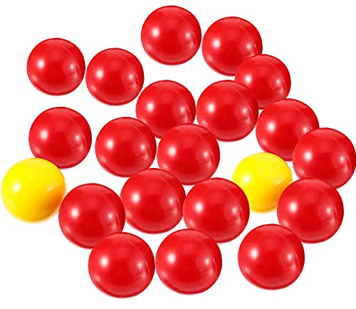 Gejoy 21 Pieces Game Replacement Marbles 1 Set Game Replacement Balls Compatible with Hungry Hungry Hippos, 19 Red and 2 Yellow Balls