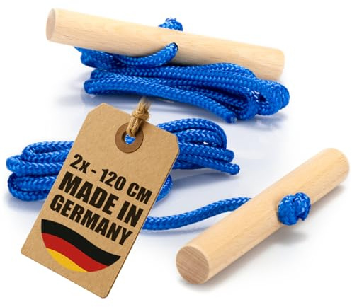 com-four® 2X Schlittenleine mit Holzgriff, Rodelzubehör Zugseil für Schlitten, Dreirad oder andere Kinderfahrzeuge, Premium Made in Germany!