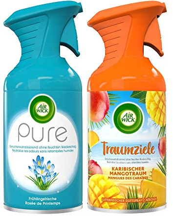 Air Wick Premium-Duftspray PURE Frühlingsfrische + Karibischer Mangotraum (2 x 250ml)