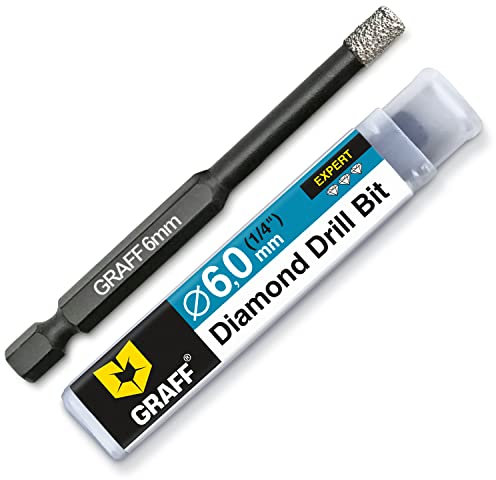 GRAFF 6mm Punte diamantate Gres Porcellanato – Punte Trapano Professionali per Piastrelle, Mattonelle, Granito, Ceramica, Pietra – Trapano con codolo esagonale