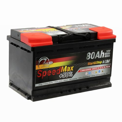 Batteria Auto Speed Max 80 Ah AGM Start&stop Speed 80Ah 800A 12V L4