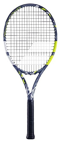 Babolat - Evo Aero Tennisschläger Besaitet für Erwachsene - Kraft & Komfort - Aerodynamischer Spin Alpha Rahmen mit Evo 4 Feel & Woofer Technologie - Syntec Evo Grip 2 - Französische Marke - Grau/Gelb