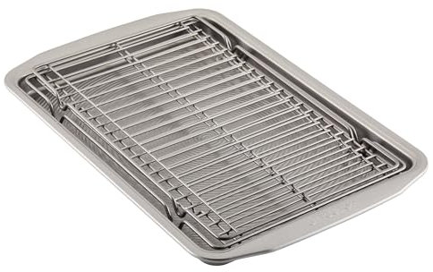 Circulon Bakeware Baking Sheet/Cookie Pan and Cooling Rack Set, 3 Piece, Gray