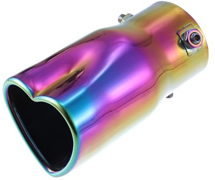 X AUTOHAUX Car Exhaust Tip Pipe Heart Shaped Applicable Diameter 2.36 | Universal, Exhaust Pipes Muffler Tip Tailpipe Bolt-On Metal, Multicolor