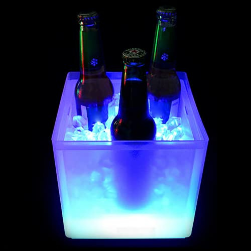 SHZICMY 3.5L LED Eiskübel, 6 Color Leuchten Farbwechsel Led Eiskübel, Champagner Wein Getränke Kühler Sektkühler für Partys, Häuser, Bars, Clubs, Themenrestaurants