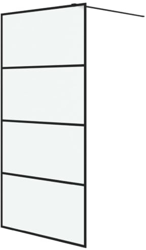 vidaXL Duschwand für Walk-In Dusche Duschabtrennung Duschtrennwand Duschkabine Duschtür Eckeinstieg Trennwand Schwarz 100x195cm ESG Mattiert