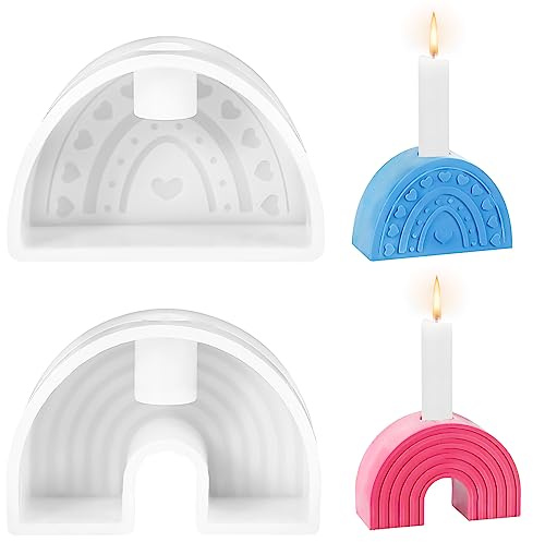 2 Stück Silikonform Kerzenhalter Regenbogenbrücken - Silikon Gießform für Stabkerzen - Raysin Regenbogen Giessformen (Regenbogen)