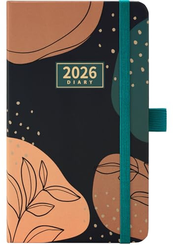 2026 Pocket Diary - A6 Diary 2026 Week to View, January 2026 - December 2026, Pocket Diary 2026 with Pen Loop, Back Pocket, Hard Cover, Elastic Closure, 16×10×1.5 cm