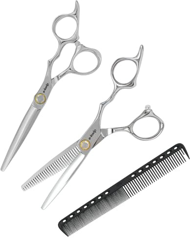 E-Kwip Harmony Profi Friseurscheren Set - 5,75 Zoll Schneideschere & 6,0 Zoll Modellierschere aus Japanstahl, inkl. Schneidekamm