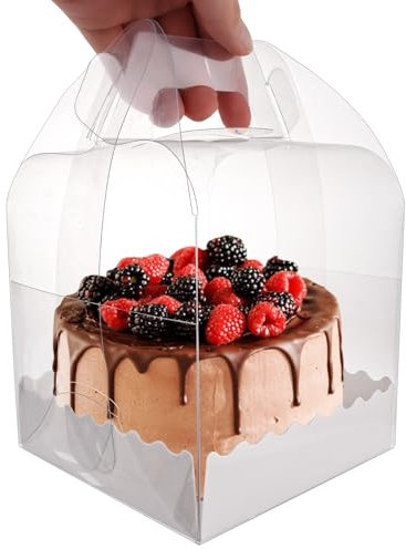ASelected Transparent Cake Boxes 10Pcs,Clear&Plastic Cake Boxes 4Inch,Cake Holder Square Gift Box Cupcake Display Box Carrier Cake Container For Candy Chocolate Dessert At Birthday,Parties And Wedding