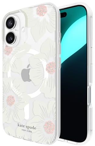 Kate Spade New York iPhone 16 Case - Compatible with MagSafe - Designer Phone Case - Hollyhock Cream Floral