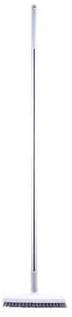 Brosse à récurer 2 en 1 avec long manche rotatif pour joints en forme de V avec raclette, brosse à récurer pour terrasse, salle de bain, cuisine (blanc)