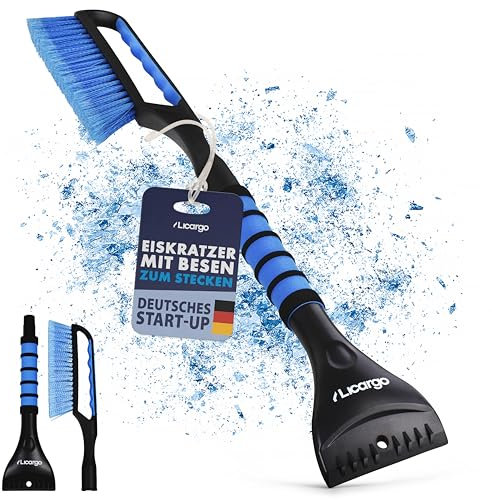 LICARGO Eiskratzer Auto mit Besen 67cm - Teilbares Stecksystem - stabil & wackelfrei - kratzerfrei & lackschonend Schneebesen Auto - Rutschfester Griff, kompakt verstaubar - Scheibenkratzer PKW & SUV