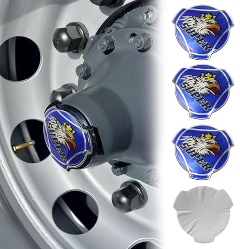 Griffin - 4 calcomanías de aluminio para llantas de camión Scania, tapas centrales, emblema, cubierta adhesiva, accesorios de decoración exterior (azul)