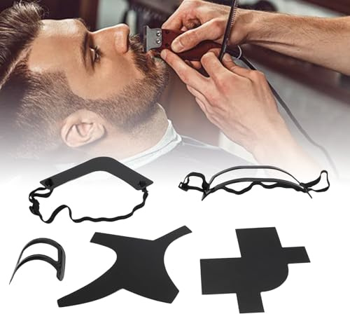 5-teiliges Set Bartformer, Bart-Ausschnitt-Former-Anleitung, ABS-präzises Multifunktionales Bart-Styling-Werkzeug für den Haaransatz-Ausschnitt (BLACK)