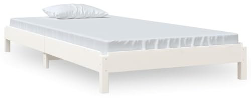 Genérico Wenjingqi-820408 Stapelbett aus Kiefernholz, massiv, Weiß, 75 x 190 cm