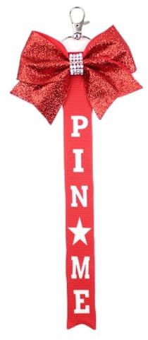 Cheerleader Pin Me Bow Schlüsselanhänger Glitzer Pin 10 PCS Pin Me Band für Cheer Bag mit Strasssteinen Cheer Bow Holder Hängender langer Schleifen Schlüsselanhänger Funkelnde Schlüsselanhänger