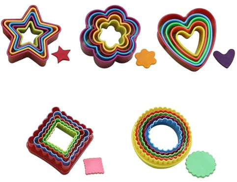 FUZVOL 25 PCS Cookie Cutters Set, Heart, Flower, Square, Round, Star Shaped Cookie Pastry Cutters