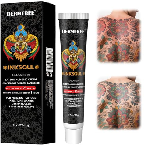 20g Crème anesthésiante pour tatouage,Soins de la peau du tatouage,Crème Cicatrisante Tattoo,Hydratation et Réparation de la Peau,Crème Anesthésiante pour Tatouages Permanents Forte qui Protège