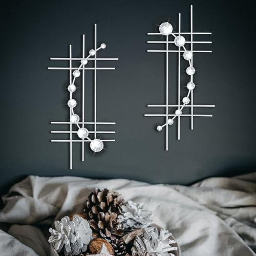 ZEXUIRU Wandskulptur aus Metall, glitzernd, Kristall, Wanddekoration, Strass, Diamant, Eisen, abstrakte Wandskulptur, Silber, 2 Stück