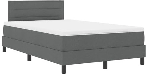 vidaXL Lit à ressorts avec tête de lit Gris foncé 120 x 200 cm tissu | Ce tissu gris foncé est trop beau dans n'importe quelle chambre, Il vient avec un matelas et un surmatelas en mousse légers