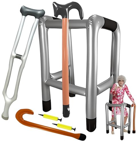 Geoyien Aufblasbarer Rollator, Rollator Aufblasbar, Gehstock Kostüm Fasching, Recycelbar, Fun Parodiegeschenk für Opa und Oma Kostüme für Partys, Halloween