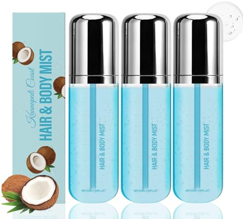 Kokosnuss Duftendes Bodyspray, Leichtes Feuchtigkeitsspendendes Körperspray mit Zartem Kokosduft Pflegende Formel für Haut & Haare, Parfümspray für Alltag & Reisen (3P)