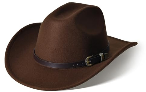 Willheoy Unisex Cowboyhut Schwarz Herren Cowgirl Kostüm Damen mit Band Werternhut Cowboyhut Fasching