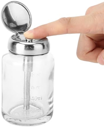 Hamwesh Nagellackborttagningspump, 80 Ml Glass Professional Press Down Pump Dispenser Refillerbar Nail Art Remover Dispenser för Alkohol Aceton Toner (Tryck på flaskan)