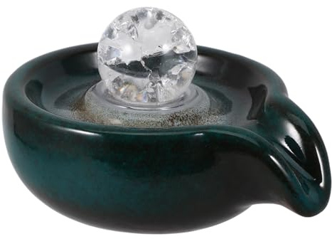 SUPVOX Fontaine Cascade en Céramique Décorative pour Jardin Fontaine D’Eau Extérieure Accessoire de Cascade en Céramique de Cour Boule Cristal Vert Paon Circulation D’Eau Fluide