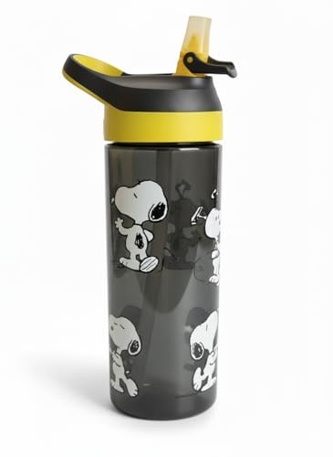 Snoopy Atlantic - Borraccia da 600 ml, a prova di perdite, con manico per il trasporto, senza BPA, cannuccia rimovibile, portatile e leggera, per bambini e adulti, ideale per scuola, sport, viaggi
