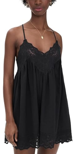 Free People Women's Fiona Slip Dress, Black, M