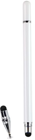 3-in-1 Professional Stylus Pen, White Metal Barrel, Capacitive Touch Screen Compatible with Mobile Phones and Tablets, Digital Calendar and Video Editing