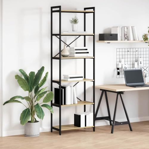 Frdhee Bücherregal, Schmales Regal, Büroregal, Offenes Aufbewahrungsregal, Bücherregal -Eiche 60 x 30 x 188 cm Holzwerkstoff Für Homeoffice Esszimmer Büro Wohnzimmer Schlafzimmer Küche