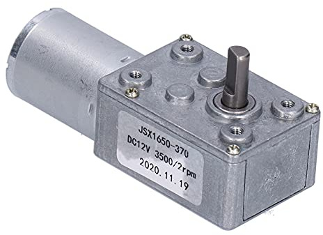 Eujgoov Moteur JSX1650370, Moteur à Engrenages en Laiton et Aluminium pour Treuils Miniatures et Ouvre-portes, Arbre de Sortie Perpendiculaire Autobloquant 2 Tr/min