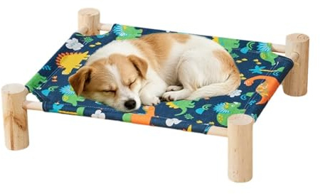 Amaca per animali domestici, 53 x 48 x 13 cm (1 set), comoda struttura in legno per gatti, mobili rialzati, posto per dormire tropicale, elegante area di riposo per animali interni o esterni