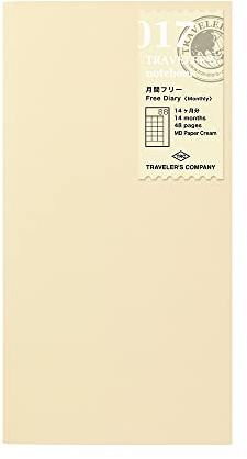TRAVELER'S Midori Carnet de voyage (pack de recharge 017) Calendrier mensuel