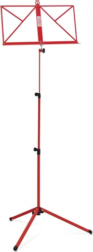 Classic Cantabile 100 Notenständer Medium Rot, Mittelschwere Ausführung | Mit Haltebügel (Seitenhalter) an der Auflagefläche, Rutschfeste Gummifüße, Stabile, dreibeinige Konstruktion, Gewicht: ca. 1