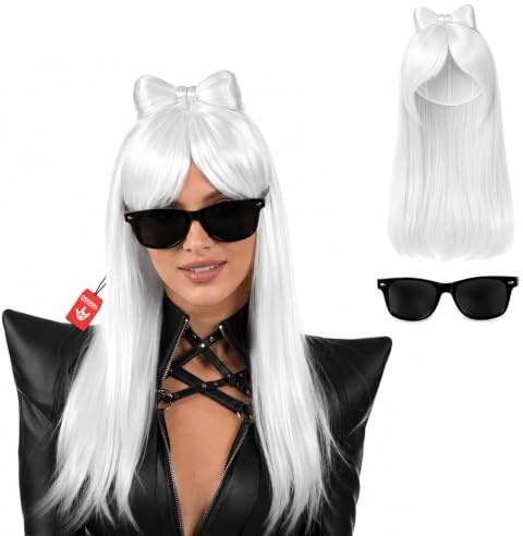 Fun Shack, Pop Star Wig Costume Women, Halloween Costumes for Women | Blonde Celebrity Costume Wig, Glasses Set Included, Perfect for Halloween, Great for Fancy Dress
