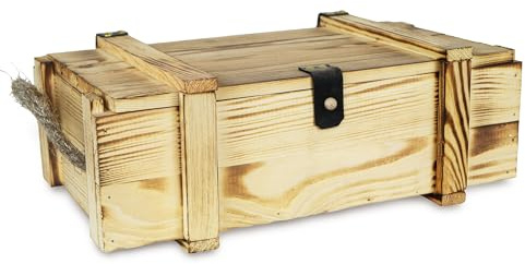 Kistenkolli Altes Land Weinkiste 2er geflammt inkl. Holzwolle/Holzkiste/Geschenkbox/Aufbewahrungsbox/Überraschungskiste/Weinbox/Hochzeitskiste (2er Weinbox)