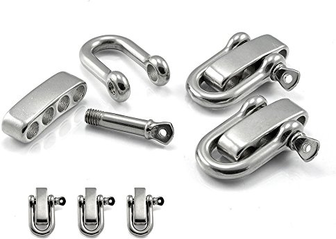 Ganzoo 3er Set Schäkel Edelstahl, silber, Schraubverschluss zum schnellen Verbinden und Lösen, Öffnung 18 x 10 mm, 5 mm Stärke, verstellbares Ende 30 mm, Lochabstand 7,5 mm, für Halsband und Gürtel