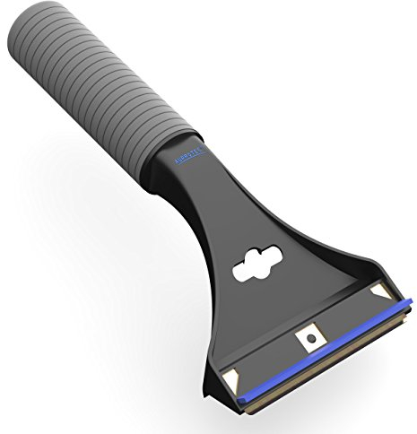 AUPROTEC Grattoir à Glace avec racloir Convexe en Laiton Poignée antidérapante Super-Soft et Raclette de Caoutchouc AX 1 Noir-Bleu