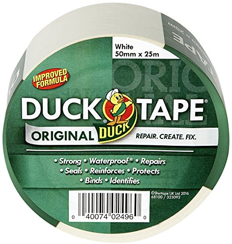 Duck Tape Original - Nastro adesivo telato, in tessuto, per riparazioni, formula migliorata ad alta resistenza, impermeabile, 50 mm x 25 m, bianco