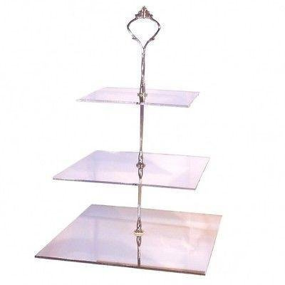 Présentoir à gâteau carré à trois étages, miroir – Standard