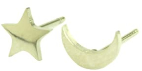 Edelstahl Ohrstecker Mond und Stern Stecker silbern Ohrringe