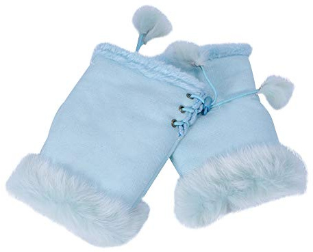 ZLYC Damen Winter Warme Kunstpelz Halbfinger Handschuhe Fingerlose Fäustlinge