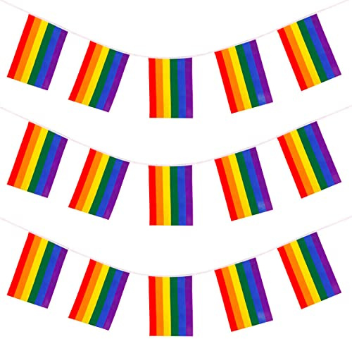 I Love Fancy Dress Rainbow Flag Bunting 33Ft (10 Metres) Large 20 X 30Cm Flags Buntings, Indoor Outdoor Decoration All Weather - Pub Garden D…Cor Hanging Flags